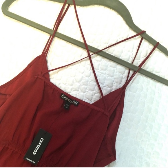 Express Red Wrap Flare Top - Picture 4 of 4
